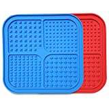 Squff Pets Slow Feed Lick Mat for Boredom and Anxiety Reducer | Pack of 2 Dog Lick Mats | Perfect Mat for Pet Treats, Food & Peanut Butter | Self Sticking Fun Alternative to Slow Feeder Dog Bowl