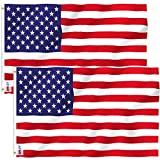 Anley Pack of 2 Fly Breeze 3x5 Foot American US Polyester Flag - Vivid Color and Fade Proof - Canvas Header and Double Stitched - USA Flags with Brass Grommets 3 X 5 Ft