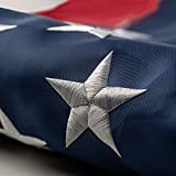 TNS This 3x5 ft outdoor embroidered American flag is the most durable, luxury embroidered star with brightly colored brass Grommets