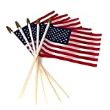 Pack of 100, Small US American Handheld Flags, 4x6 Inch Golden Spear Tip, Stick Flags by Crystal Lemon