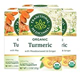 Traditional Medicinals Organic Turmeric with Meadowsweet & Ginger Herbal Tea, Supports Healthy Response to Inflammation, (Pack of 3) - 48 Tea Bags Total