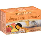 Bigelow Ginger Peach Turmeric Herbal Tea, Caffeine Free, 18 Count (Pack of 6), 108 Total Tea Bags