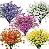 HATOKU 24pcs Artificial Flowers for Outdoor Decoration, UV Resistant Plastic Flowers Outdoors, Fake Plants in Bulk for Garden Courtyard Farmhouse Porch Home Decoration (5 Colors)