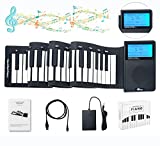 Surnuo Portable Roll Up 88 Keys Piano Keyboard with LCD Display, Digital Electric Hand Roll Piano Keyboard with 2000mAh Rechargeable Battery (88 Keys)