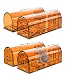 4 Pack Humane Mouse Traps No Kill, Live Mouse Traps Indoor, Reusable Small Mice Trap Catcher for House & Outdoors