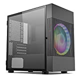Vetroo M01 Compact Micro ATX Mini ATX Gaming Pc Case, Front 200mm Rainbow Fan Pre-Installed, Door Opening Tempered Glass Side Panel, Mini Tower Black Mesh Computer Case