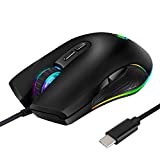 RGB LED Gaming Mice,3200 DPI,Wired USB C Port for Apple MacBook Pro 2017/2016,MacBook 14-Inch,Chromebook,Windows PC,Computer or Laptops with Type C Port
