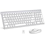 iClever GK03 Wireless Keyboard and Mouse Combo - 2.4G Portable Wireless Keyboard Mouse, Rechargeable Ergonomic Design Full Size Slim Thin Stable Connection Keyboard for Windows 7/8/10, Mac OS