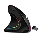 Left Handed Ergonomic Mouse,Funwaretech Wireless Computer Mouse 【Rechargeable】 2.4G Vertical Mouse with 6 Buttons for Laptop, PC, Desktop, Notebook etc-Purple