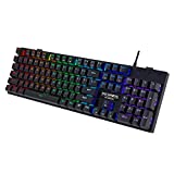 Mechanical Gaming Keyboard,104 Keys Ultra-Slim Rainbow LED Backlit USB Gaming Keyboard with Blue Switches,Double Shot ABS Keycaps/Anti-Ghosting/Spill-Resistant Mechanical Keyboard for PC Mac Computer