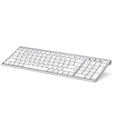 Bluetooth Keyboard for Mac OS, Wireless Rechargeable Slim Multi-Device mac Keyboard with Number Pad Compatible for MacBook Pro/Air, iMac, iPhone, iPad Pro/Air/Mini - White and Silver