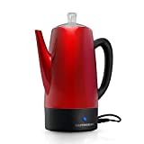 Gastrorag 12 Cup Electric Coffee Percolator, Stainless Steel, FROZEN RED