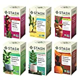 Stash Tea Organic Variety Pack Sampler Assortment - Non-GMO Project Verified Premium Tea with No Artificial Ingredients, 18 Count (Pack of 6) - 108 Bags Total