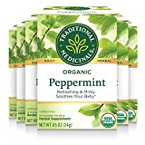 Traditional Medicinals Organic Peppermint Herbal Leaf Tea, Alleviates Digestive Discomfort, 16 Tea Bags (Pack of 6)