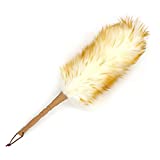 J&A Feather Duster with Wood Handle, Blinds Cleaner Purifier, Brush Cleaning Tool, Lambswool Dusters for Cleaning Vehicles, Office and Housework Dusting 18.9 inches Long ( Pure, Pack of 1)
