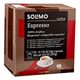 Amazon Brand - Solimo Espresso Capsules 50 CT, Compatible with Nespresso Original Brewers
