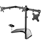 HUANUO Triple Monitor Stand - for 13-24 Inches 3 Monitor Desk Mount, Heavy-Duty Free Standing Fully Adjustable Arm, Each Arm Holds up to 22lbs