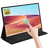 AYY Portable Laptop Monitor Touchscreen 15' IPS FHD 1080P Gaming Monitor HDMI External Display USB C Travel Second Monitor with Smart Cover & Dual Speaker for Laptop PC Phone PS4 Xbox Switch
