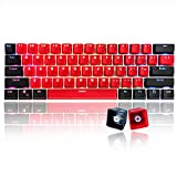 GTSP 61 Red Keycaps 60 Percent Keycap Set PBT OEM Ducky Keycap with Key Puller for Cherry MX Switches GK61 Mechanical Gaming Keyboard (Milan A