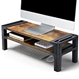 HUANUO Monitor Stand Computer Riser, Monitor Stand for Desk with Adjustable Height and 2 Platforms, Ergonomic Computer Riser, Monitor Riser for Laptops and Monitors, HNMS04V, Vintage