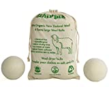 Natural Wool Dryer Balls - Fabric Softner Reducing Wrinkles and Resuable Pack of 6 [X-Large]