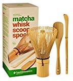 BambooWorx Matcha Whisk Set - Matcha Whisk (Chasen), Traditional Scoop (Chashaku), Tea Spoon. The Perfect Set to Prepare a Traditional Cup of Japanese Matcha Tea, Handmade from 100% Natural Bamboo
