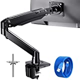 HUANUO Ultrawide Monitor Arm 13-35” w/USB, Single Monitor Mount - Holds from 4.4lbs to 26.4lbs, Desk Monitor Mount Heavy Duty w/Full Motion Gas Spring Arm