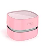 ODISTAR Desktop Vacuum Cleaner,Mini Table dust Sweeper Energy Saving,High Endurance up to 400 mins,Cordless&360º Rotatable Design for Cleaning Hairs,Crumbs,Computer Keyboard of Gifts for Kids (Pink)