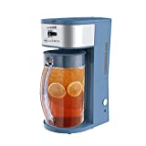LITIFO Iced Tea Maker and Iced Coffee Maker Brewing System with 2-quart Pitcher, sliding strength selector for Taste Customization, Stainless Steel Decoration，Green