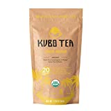 Kubo Tea, Organic High Energy, High Caffeine Blend, 20 Servings (155mg Caffeine each), Pyramid Tea Bags, Kraft Packaging, Brew Hot or Iced, Healthy Coffee Substitute- Lemon Mango Black Tea