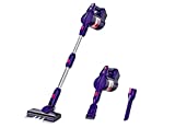 Vacuum Cleaner, LERIZOM 24Kpa Powerful Cordless Vacuum Cleaner with 40 min Max Long Runtime Detachable, Rechargeable Stick Vacuum Cleaner for Pet Hair, Home, Hard Floor, Carpet, 250W, Purple