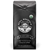 Devil Mountain Coffee Black Label Dark Roast Ground Coffee, Strong High Caffeine Coffee Grounds, USDA Organic, Fair Trade, Gourmet Artisan Roasted, Strongest Coffee in the World, 16 oz Bag
