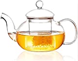 Goneby Glass Teapot with Infuser,Tea Pot Stovetop Safe Blooming and Loose Leaf Tea Maker Set (10.5 OZ/300ML)