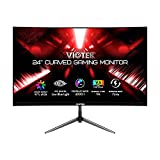 VIOTEK NBV24CB2 24-Inch Curved Monitor, 75 Hz Full-HD Frameless Monitor for Home, Office & Gaming | VGA, HDMI, 3.5mm | Adaptive Sync w/Superior Dead Pixel Policy + 3Yr Performance Promise