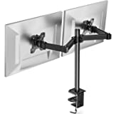 HUANUO Dual Monitor Stand Mount, Heavy Duty Fully Adjustable Monitor Desk Mount for 13-27 inch Screens, VESA Mount with C Clamp, Each Arm Holds 4.4 to 17.6lbs