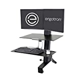 Ergotron – WorkFit-S Dual Monitor Standing Desk Converter, Sit Stand Workstation for Tabletops – with Worksurface, Black
