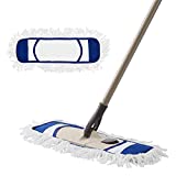 Eyliden Dust Mop with 2 Reusable Washable Pads - One Touch Replacement, Height Adjustable Handle, Wet & Dry Mops for Floor Cleaning, Hardwood, Laminate, Tile Flooring Push Dust Broom (Blue)