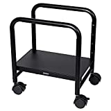 EUREKA ERGONOMIC Height Adjustable Black Steel Computer Tower Stand, ATX-Case CPU Holder Mobile Rolling Cart with Locking Caster Wheels, Home Office PC Gaming Computer Desk Accessories