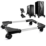 Seloom Computer Tower Stand, Adjustable Mobile CPU Stand with Rolling Caster Wheels, PC Tower Stand Holder for Floor Carpet Gaming PC Case, Fits Home Office Under Desk, Black