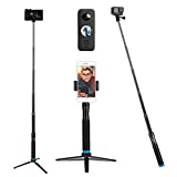 Selfie Stick with Tripod Phone Holder, TELESIN Waterproof Selfie Pole Aluminum Extendable Monopod for GoPro Max Hero 10 9 8 7 6 5, Insta 360 One R, One X2, Go2, DJI Osmo Action 2, Osmo Pocket