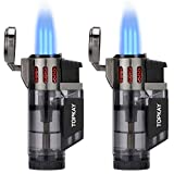 Torch Lighter, Cigar Lighter, Triple Jet Flame Torch Lighters, Windproof Butane Refillable Gas Torch Lighters with a Gift Box, 2 Pack (Without Gas)