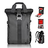 Camera Backpack Besnfoto, Waterproof Photography Photo Bag Roll Top DSLR SLR Mirrorless Camera Bag Large Capacity with Laptop Compartment Quick Side Access for Hiking Traveling Women and Men