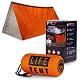 Go Time Gear Life Tent Emergency Survival Shelter – 2 Person Bivy Tent – Use As Survival Tent, Emergency Tent, Survival Bag, Survival Tarp, Bivy Sack - with Survival Whistle & 20FT Paracord (Orange)