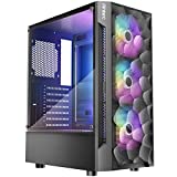 Antec NX260 ATX Mid-Tower Case, Tempered Glass Side Panel, Full Side View, Pre-Installed 3 x 120mm ARGB in Front, Black