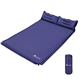 YOUKADA Sleeping-Pad Foam Self-Inflating Camping-Mat for Backpacking Sleeping Pad Double Sleeping Mat Camping Pad 2 Person Camping Mattress with Pillow for Hiking Camping Gear Navy, Large
