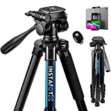 Instafoto 66'' DSLR Camera Tripod for Canon Nikon with Remote Shutter, Phone/Tablet Holder, Carry Bag (Max. Load 11 lbs)