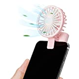 Nezylaf Handheld Fan Clip on Phone Laptop, Mini Fan Powerful Small Personal Portable Fan 1 Speeds USB Rechargeable Fan for Girls Woman Outdoor Travel (Pink)