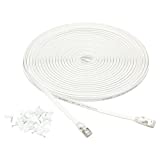 Amazon Basics Cat 7 Gigabit Ethernet Patch Internet Cable, Flat - 50FT, 1Pack, White - Include 20 Nails