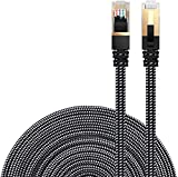 Cat 7 Ethernet Cable, DanYee Nylon Braided 10ft High Speed Network Cable LAN Cable Wires CAT 7 RJ45 Ethernet Cable Cord 3ft 10ft 16ft 26ft 33ft 50ft 66ft 100ft (Black 10ft)