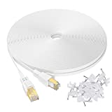 Jadaol Ethernet Cable 25 ft, Supports Cat 8 / Cat 7 Standard, High Speed RJ45 Gaming Patch Cord, Durable Flat Internet Computer LAN Wire, Indoor Outdoor for Router, Switch, Modem, PS4/5, Xbox, White